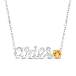 Citrine Zodiac Aries Necklace Sterling Silver 18&quot;