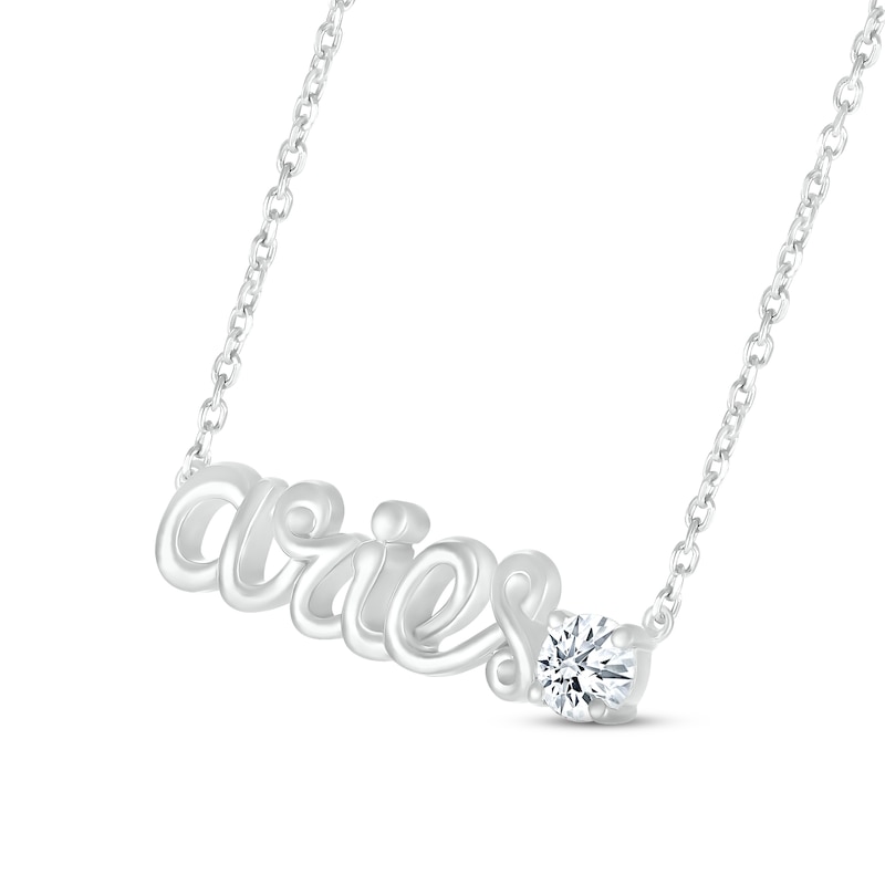 Main Image 2 of White Lab-Created Sapphire Zodiac Aries Necklace Sterling Silver 18&quot;