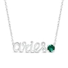Thumbnail Image 0 of Lab-Created Emerald Zodiac Aries Necklace Sterling Silver 18"