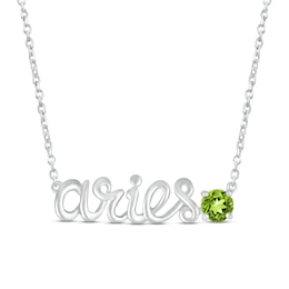 Peridot Zodiac Aries Necklace Sterling Silver 18&quot;