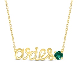 Lab-Created Emerald Zodiac Aries Necklace 10K Yellow Gold 18&quot;