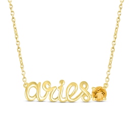 Citrine Zodiac Aries Necklace 10K Yellow Gold 18&quot;