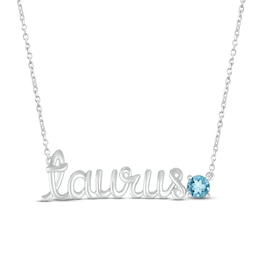 Swiss Blue Topaz Zodiac Taurus Necklace Sterling Silver 18&quot;