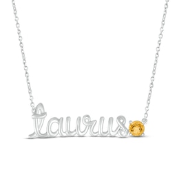 Citrine Zodiac Taurus Necklace 10K White Gold 18&quot;