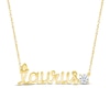 Thumbnail Image 1 of White Lab-Created Sapphire Zodiac Taurus Necklace 10K Yellow Gold 18&quot;