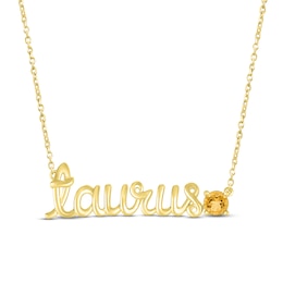 Citrine Zodiac Taurus Necklace 10K Yellow Gold 18&quot;