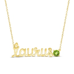 Peridot Zodiac Taurus Necklace 10K Yellow Gold 18&quot;