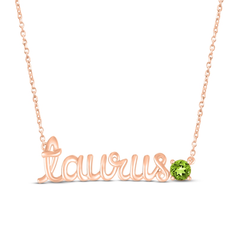 Main Image 1 of Peridot Zodiac Taurus Necklace 10K Rose Gold 18