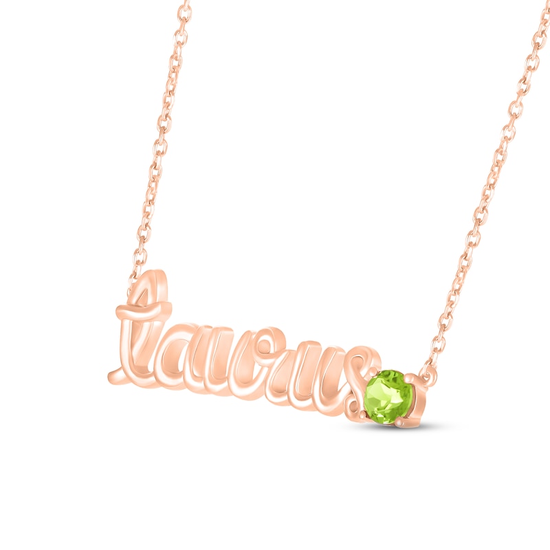 Main Image 2 of Peridot Zodiac Taurus Necklace 10K Rose Gold 18