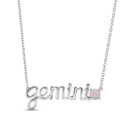 Lab-Created Opal Zodiac Gemini Necklace Sterling Silver 18&quot;