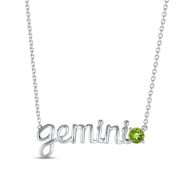Peridot Zodiac Gemini Necklace Sterling Silver 18&quot;