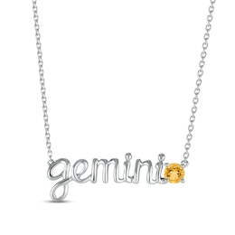 Citrine Zodiac Gemini Necklace 10K White Gold 18&quot;