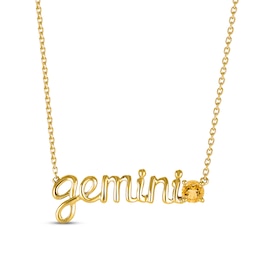 Citrine Zodiac Gemini Necklace 10K Yellow Gold 18&quot;