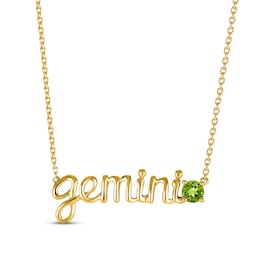 Peridot Zodiac Gemini Necklace 10K Yellow Gold 18&quot;