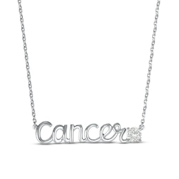 White Lab-Created Sapphire Zodiac Cancer Necklace Sterling Silver 18&quot;