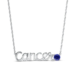 Blue Lab-Created Sapphire Zodiac Cancer Necklace Sterling Silver 18&quot;