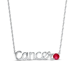 Lab-Created Ruby Zodiac Cancer Necklace Sterling Silver 18&quot;