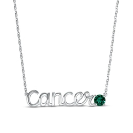 Lab-Created Emerald Zodiac Cancer Necklace Sterling Silver 18&quot;