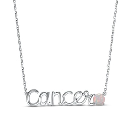 Lab-Created Opal Zodiac Cancer Necklace Sterling Silver 18&quot;