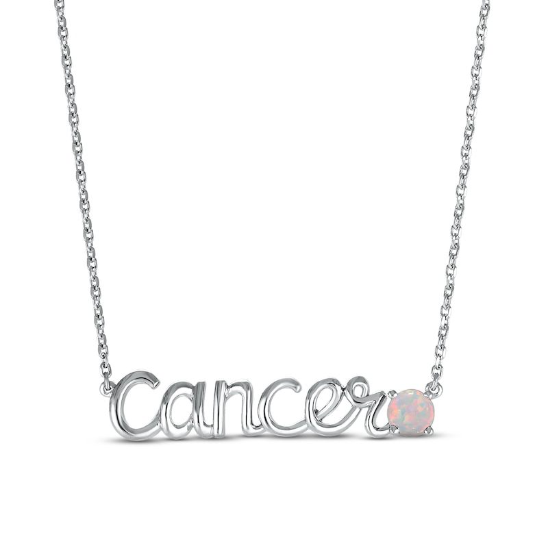 Main Image 1 of Lab-Created Opal Zodiac Cancer Necklace Sterling Silver 18&quot;