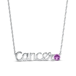 Amethyst Zodiac Cancer Necklace Sterling Silver 18&quot;