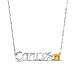 Citrine Zodiac Cancer Necklace Sterling Silver 18&quot;