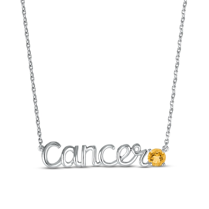 Main Image 1 of Citrine Zodiac Cancer Necklace Sterling Silver 18&quot;