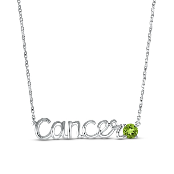 Peridot Zodiac Cancer Necklace Sterling Silver 18"