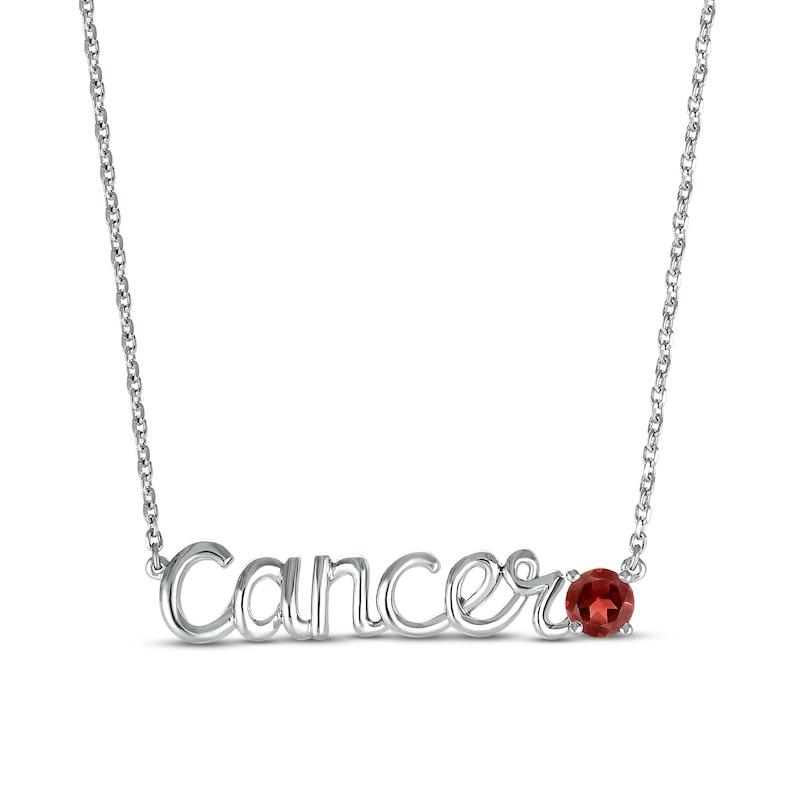 Main Image 1 of Garnet Zodiac Cancer Necklace Sterling Silver 18&quot;