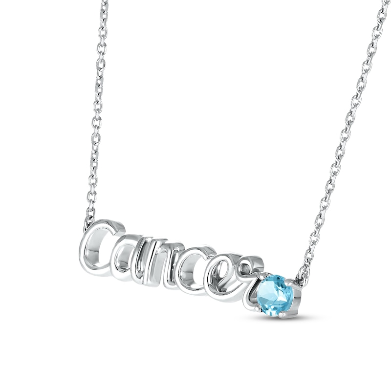 Swiss Blue Topaz Zodiac Cancer Necklace Sterling Silver 18"