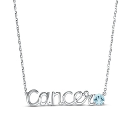 Aquamarine Zodiac Cancer Necklace Sterling Silver 18&quot;