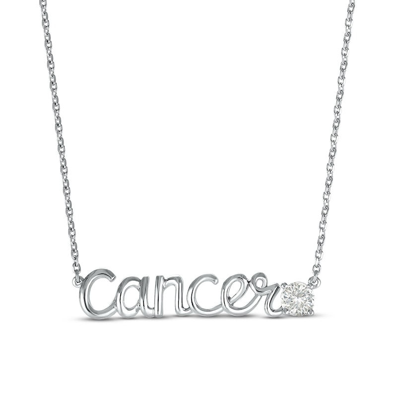 Main Image 1 of White Lab-Created Sapphire Zodiac Cancer Necklace 10K White Gold 18&quot;