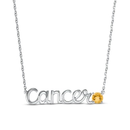 Citrine Zodiac Cancer Necklace 10K White Gold 18&quot;