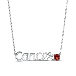 Garnet Zodiac Cancer Necklace 10K White Gold 18&quot;
