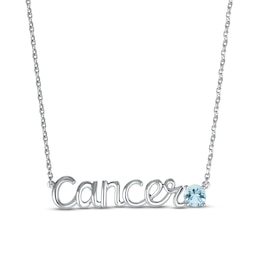Aquamarine Zodiac Cancer Necklace 10K White Gold 18&quot;