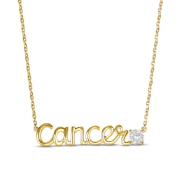 White Lab-Created Sapphire Zodiac Cancer Necklace 10K Yellow Gold 18&quot;