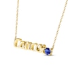 Thumbnail Image 2 of Blue Lab-Created Sapphire Zodiac Cancer Necklace 10K Yellow Gold 18&quot;