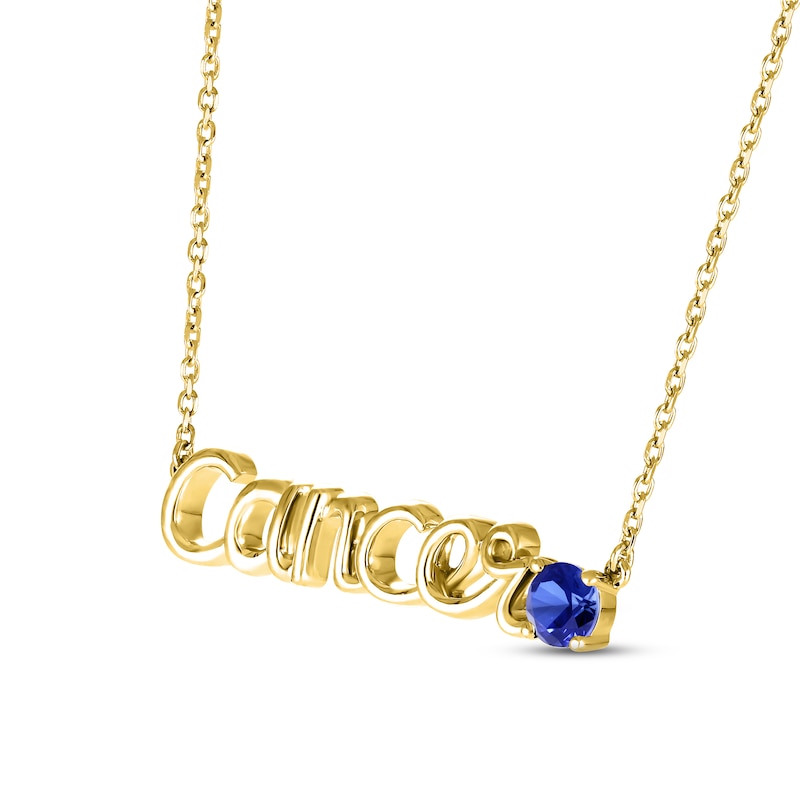 Main Image 2 of Blue Lab-Created Sapphire Zodiac Cancer Necklace 10K Yellow Gold 18&quot;