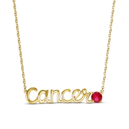 Lab-Created Ruby Zodiac Cancer Necklace 10K Yellow Gold 18&quot;
