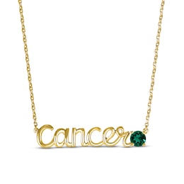 Lab-Created Emerald Zodiac Cancer Necklace 10K Yellow Gold 18&quot;