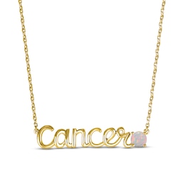 Lab-Created Opal Zodiac Cancer Necklace 10K Yellow Gold 18&quot;