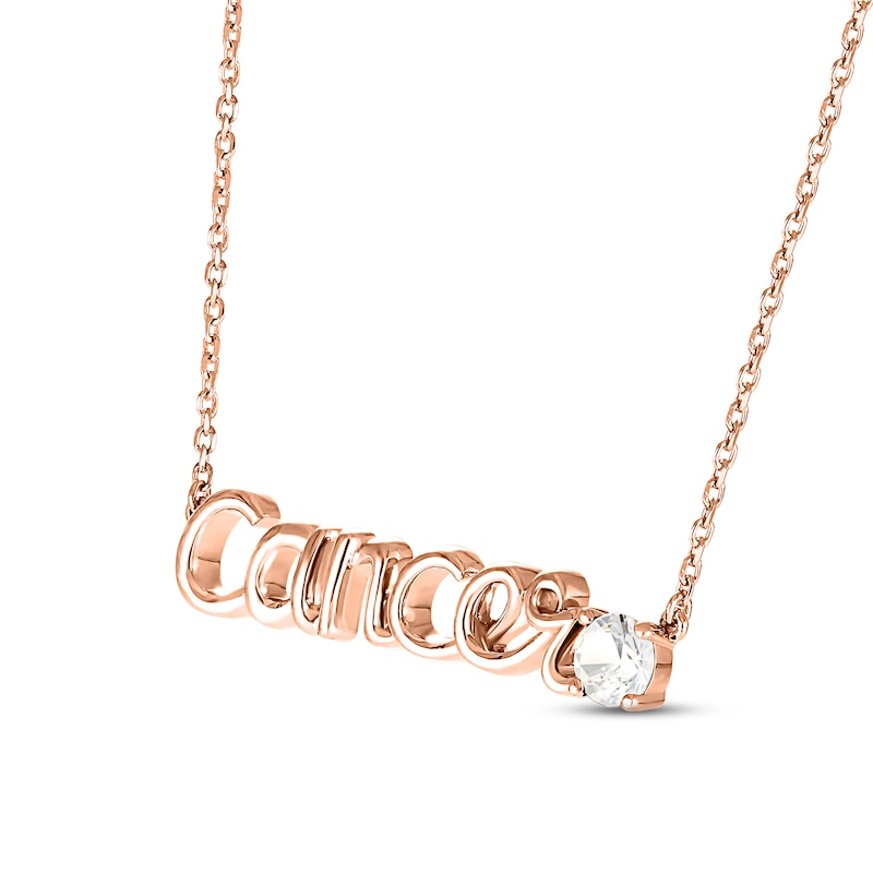 White Lab-Created Sapphire Zodiac Cancer Necklace 10K Rose Gold 18"