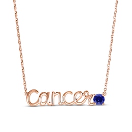 Blue Lab-Created Sapphire Zodiac Cancer Necklace 10K Rose Gold 18&quot;