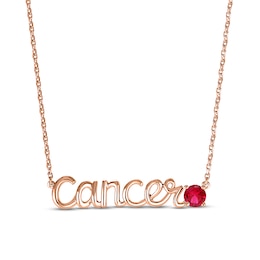 Lab-Created Ruby Zodiac Cancer Necklace 10K Rose Gold 18&quot;