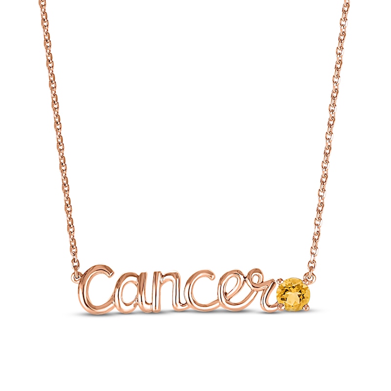 Main Image 1 of Citrine Zodiac Cancer Necklace 10K Rose Gold 18&quot;