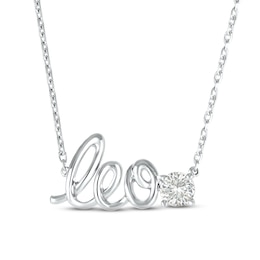 White Lab-Created Sapphire Zodiac Leo Necklace Sterling Silver 18&quot;