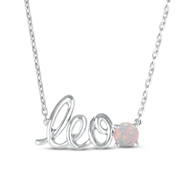Lab-Created Opal Zodiac Leo Necklace Sterling Silver 18&quot;