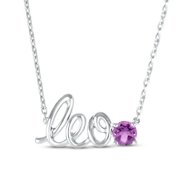 Amethyst Zodiac Leo Necklace Sterling Silver 18&quot;