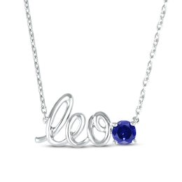 Blue Lab-Created Sapphire Zodiac Leo Necklace 10K White Gold 18&quot;