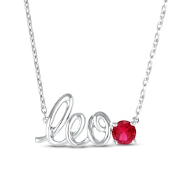 Lab-Created Ruby Zodiac Leo Necklace 10K White Gold 18&quot;